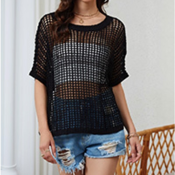 Dokotoo Other - Elegant Black Open-Knit Women's cover up